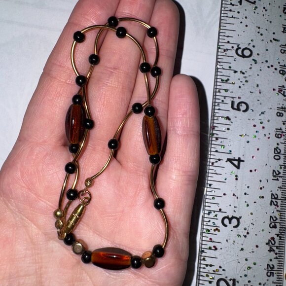 15 1/2" Beaded Gold, Black and Bronze Necklace and Earring Set - Picture 12 of 13